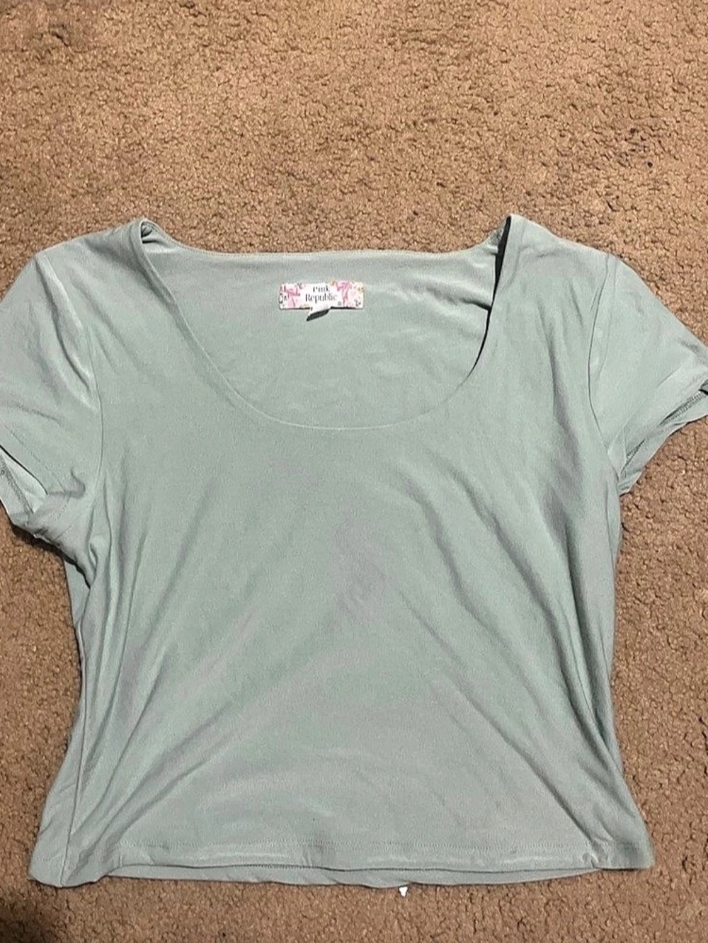Pink Republic Short Sleeve Scoop Neck Top in Green Size XL Like New